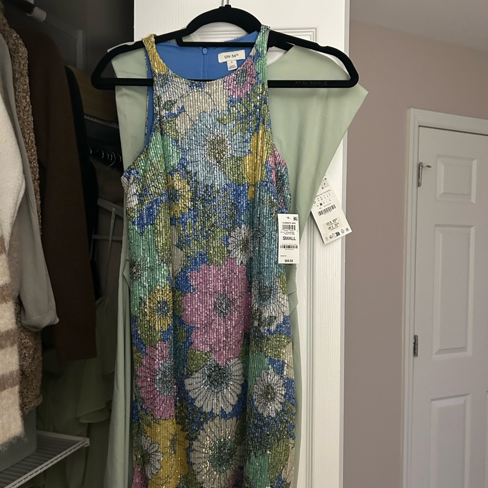 Macy's Multicolor Floral Sequin Mini Dress